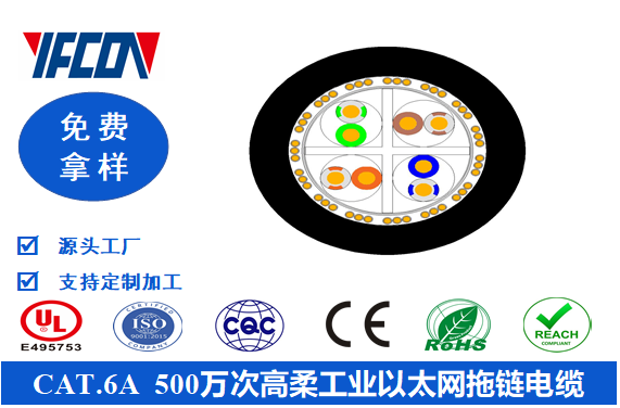 CAT.6A  500萬次高柔工業以太網拖鏈電纜